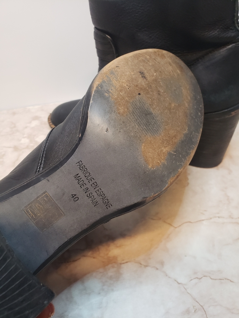 Free People Women’s Black Leather Ankle Booties with Block Heel Size 40 - Picture 7 of 8